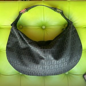 FENDI GENUINE MONOGRAM SMALL HOBO BAG